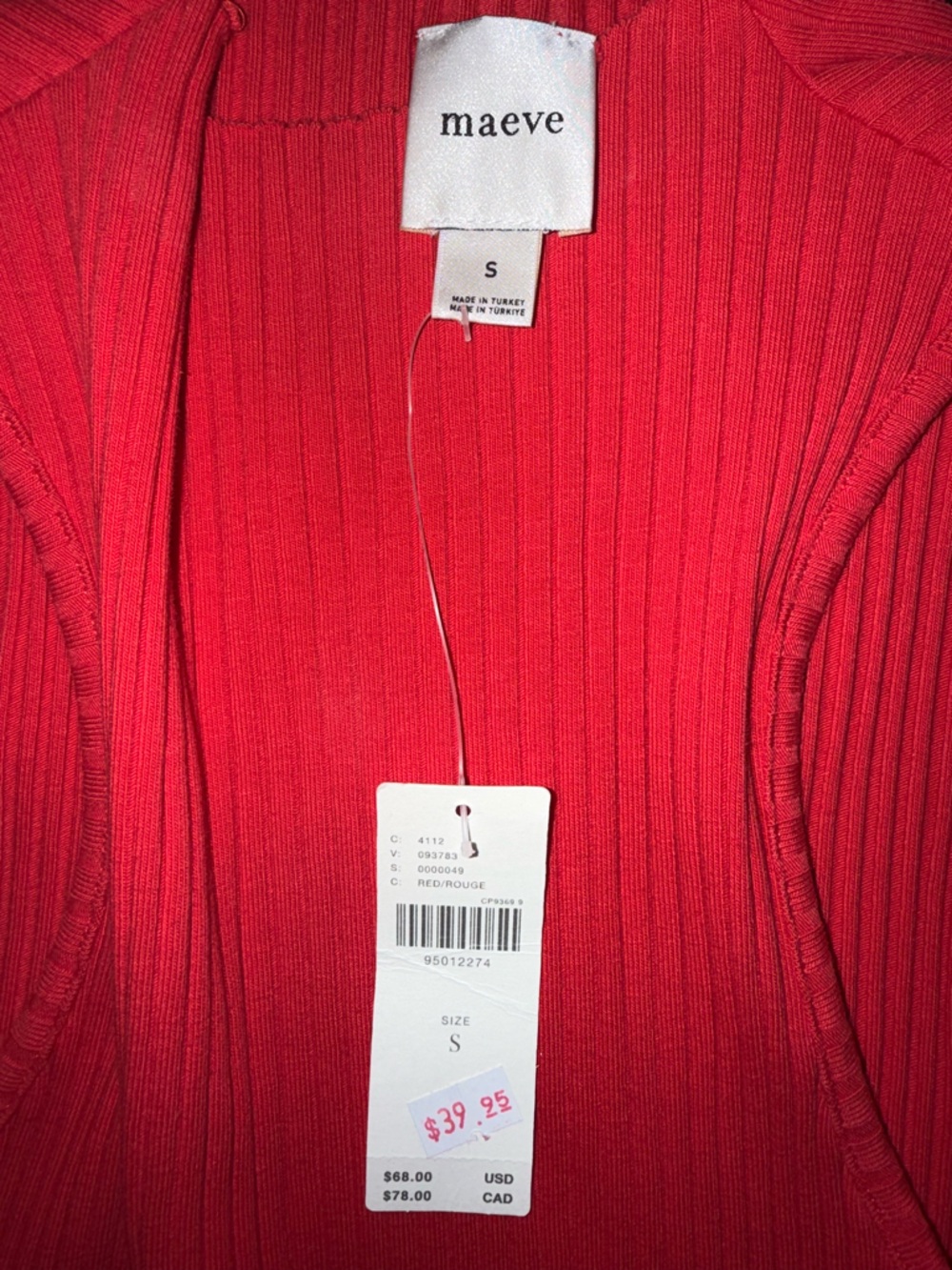 Maeve Coral-Red Ribbed Scoop Neck Tank